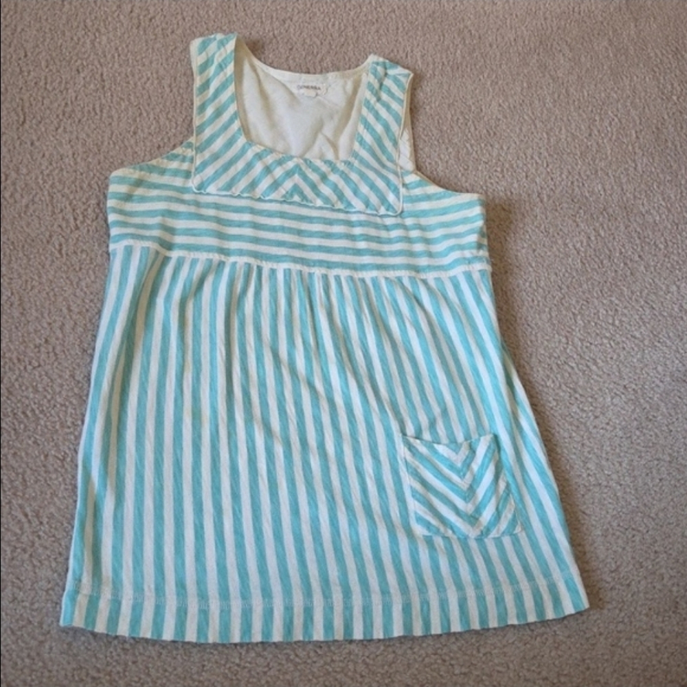 Anthropologie GENERRA Green and Cream Striped Tank Top